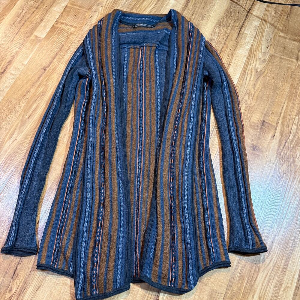 Peruvian Connection Carabaya Striped Aztec Southwest Boho Wool Blend Cardigan M
